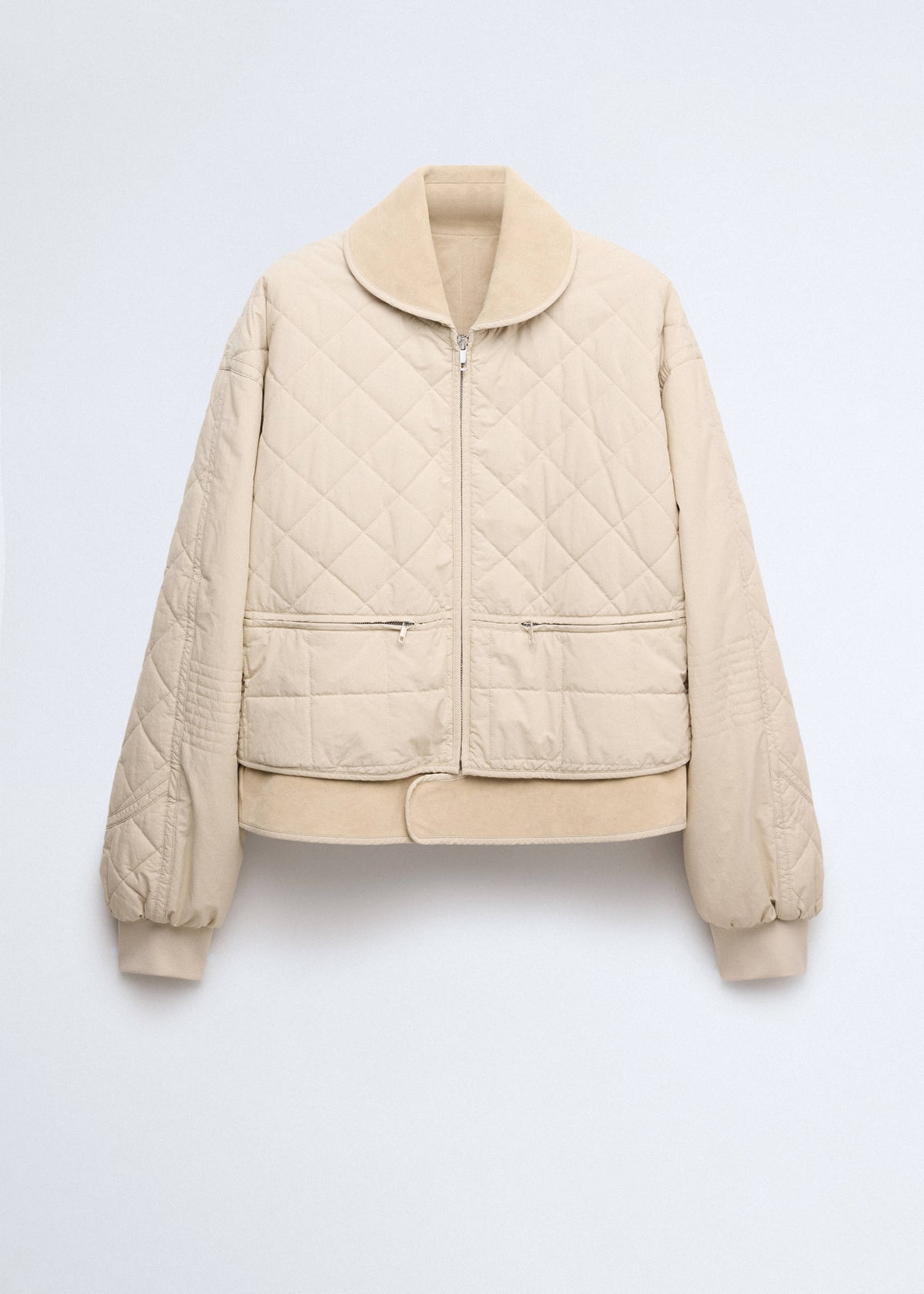 Quilted jacket with leather panels