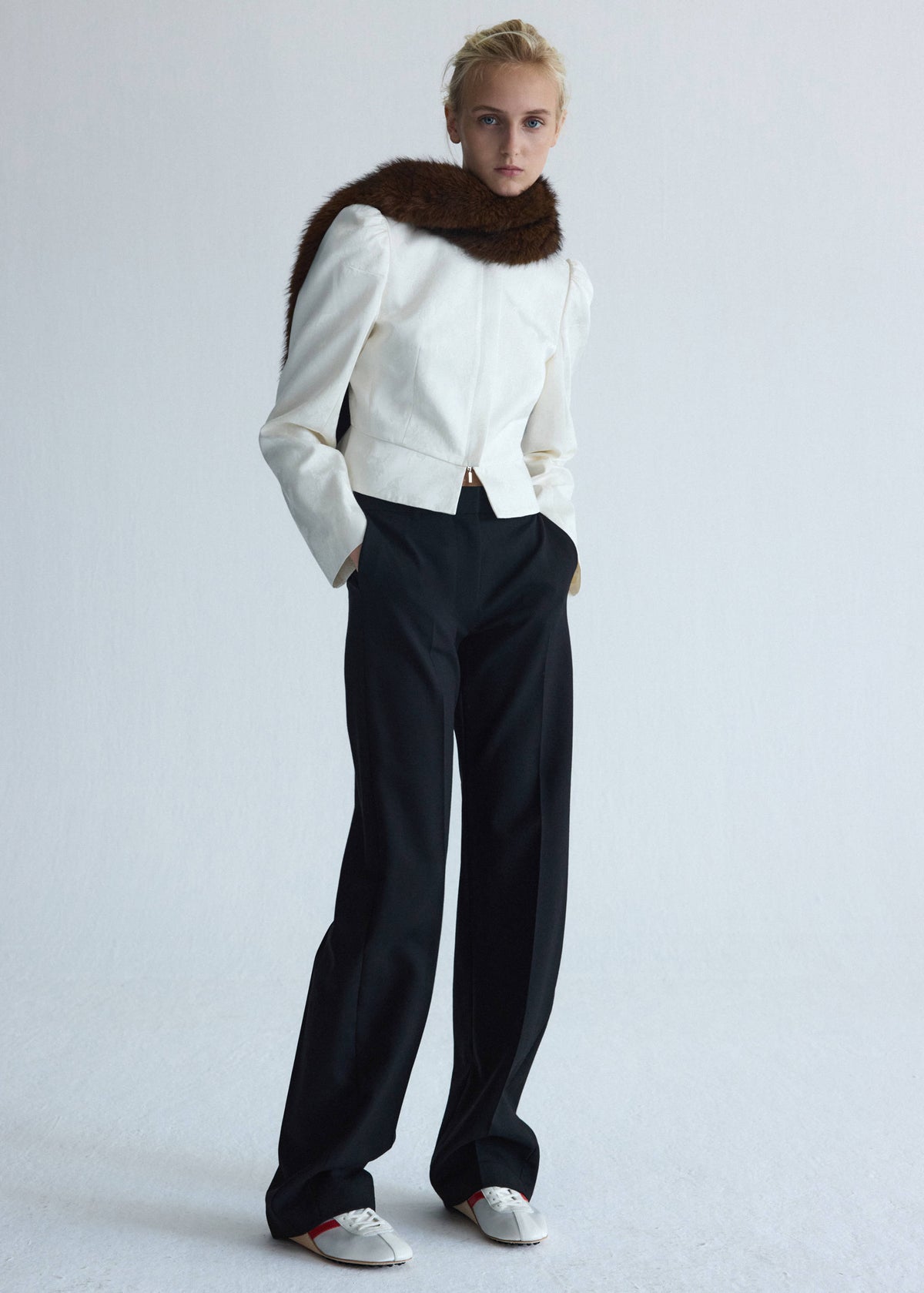 Jacquard jacket with stand collar