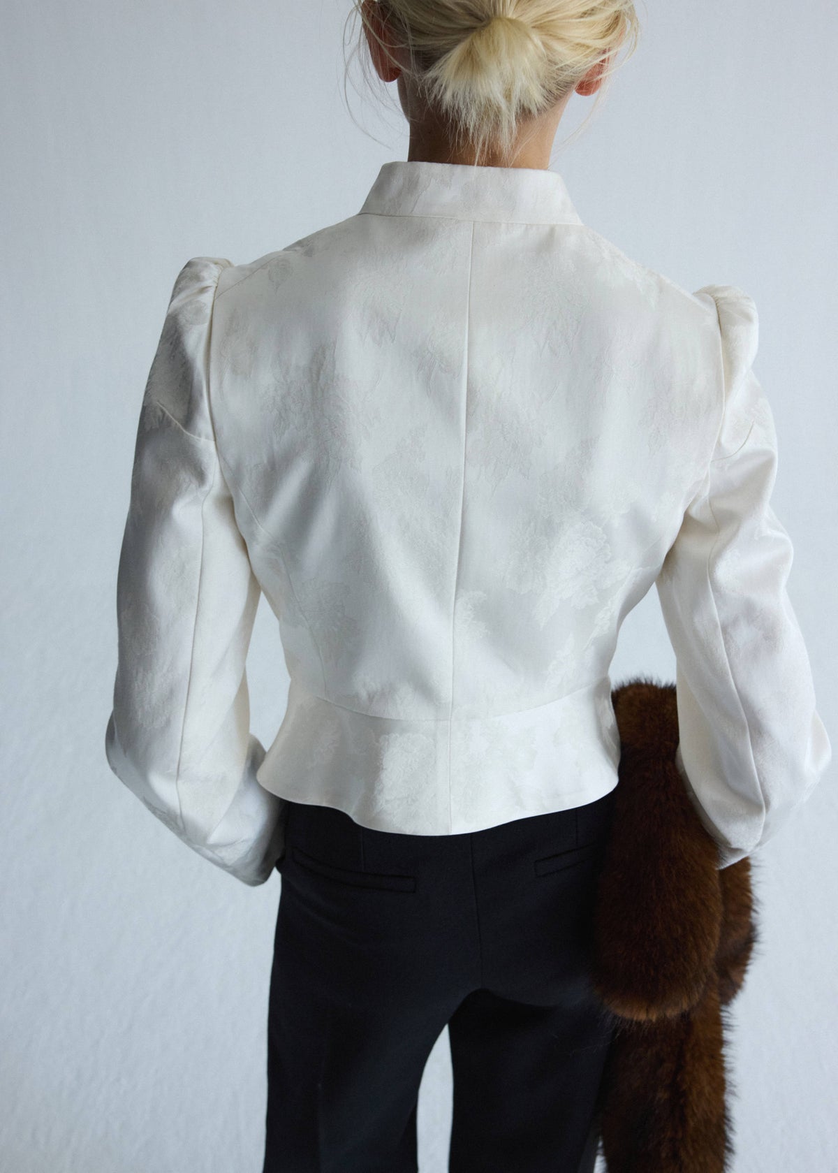 Jacquard jacket with stand collar