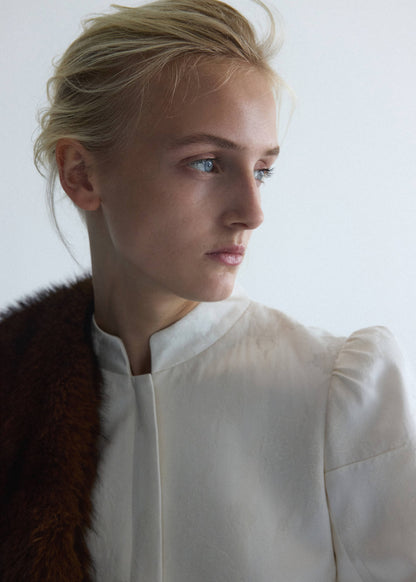 Jacquard jacket with stand collar