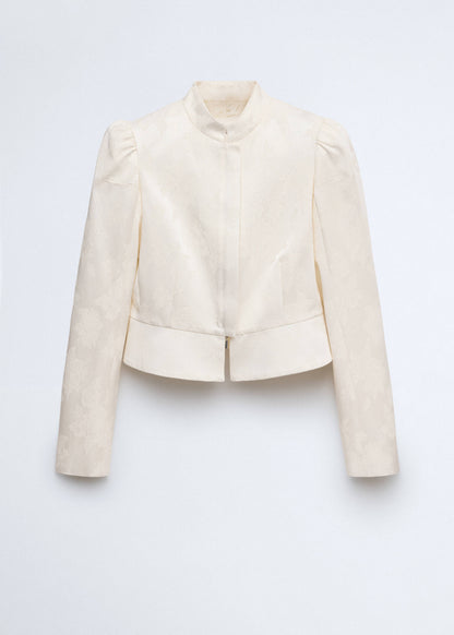 Jacquard jacket with stand collar