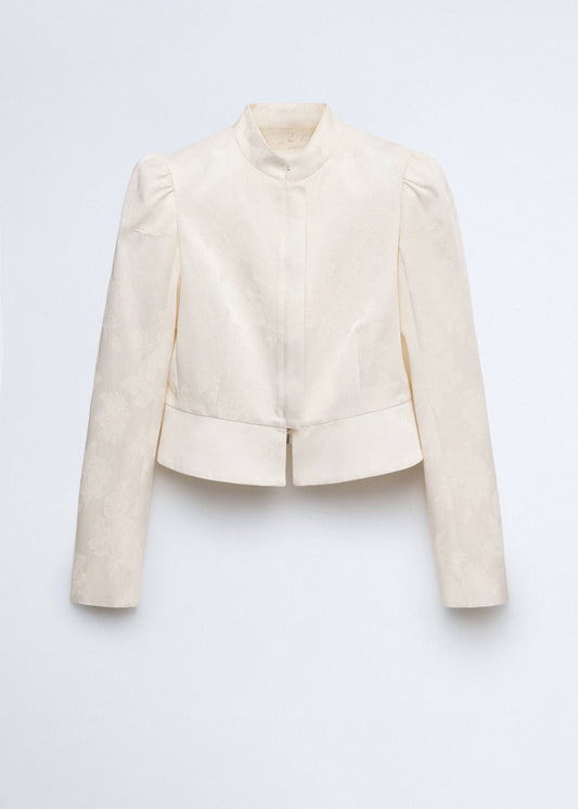 Jacquard jacket with stand collar