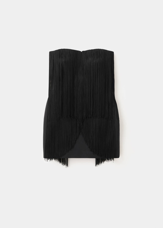 Strapless fringed dress