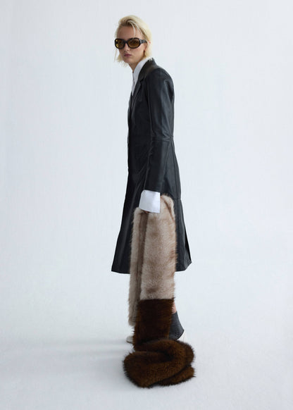Leather coat with lapels