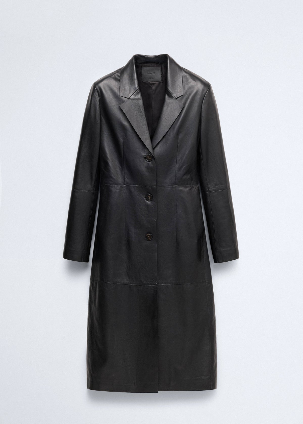 Leather coat with lapels