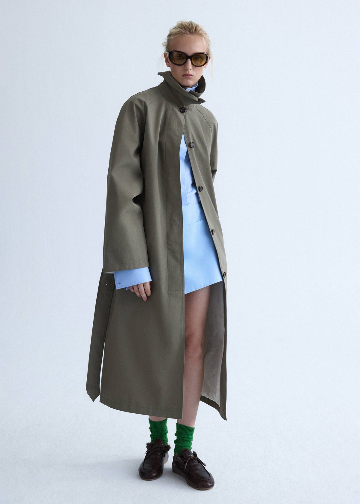 Poplin skirt with asymmetrical hem