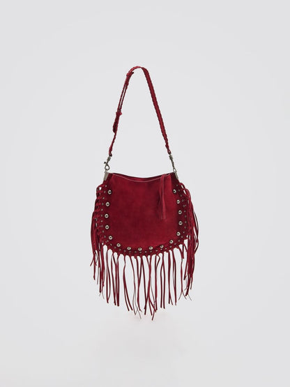 Woven suede bag