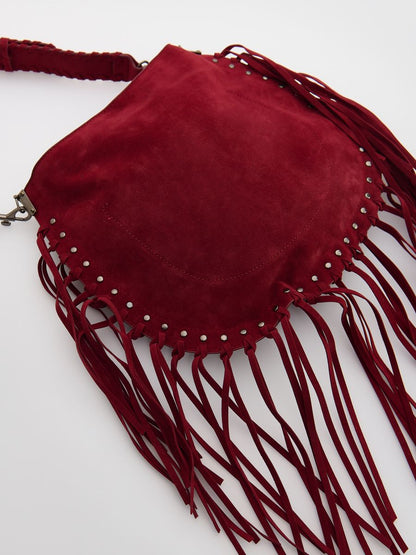 Woven suede bag