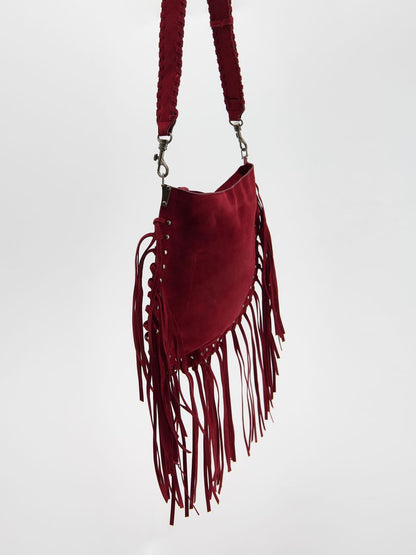 Woven suede bag