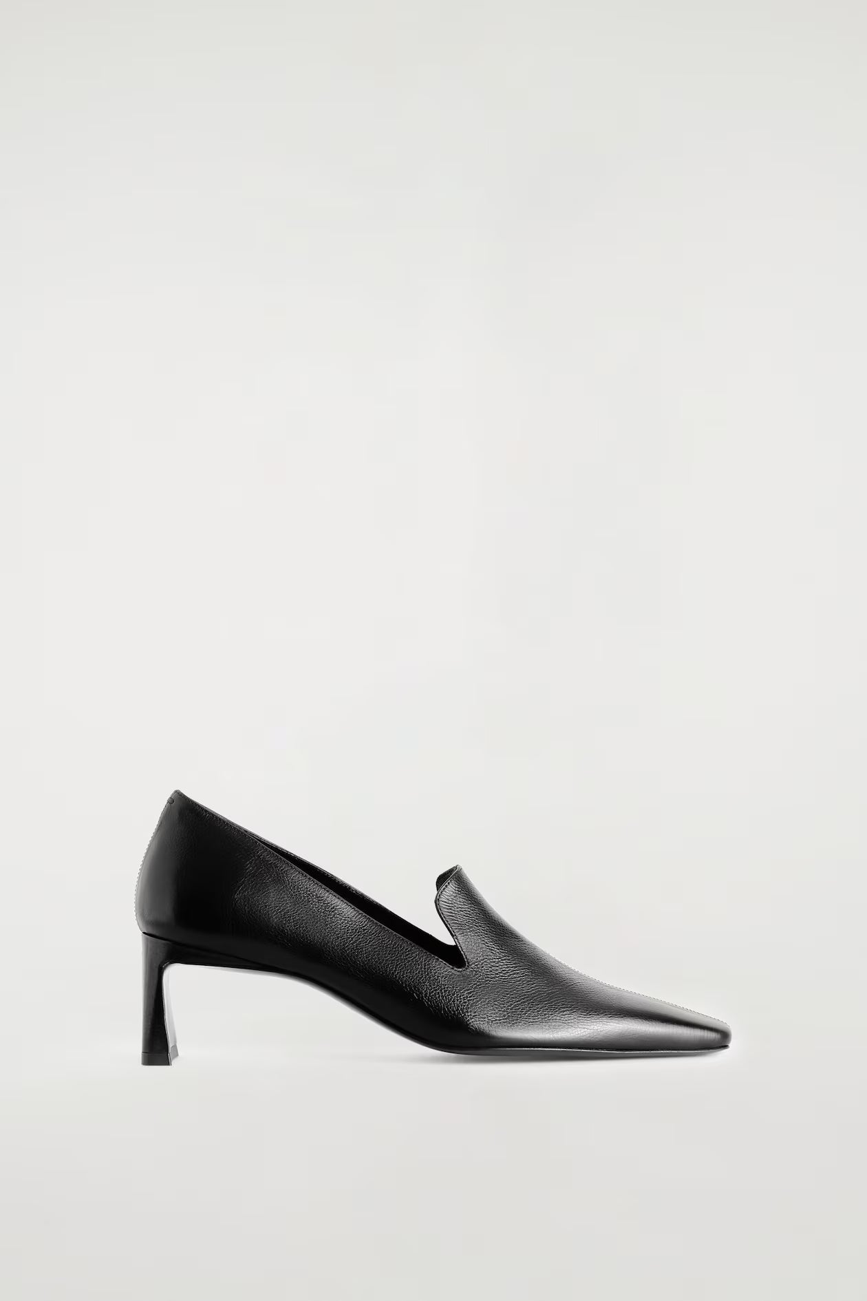Angular Leather Heeled Loafers