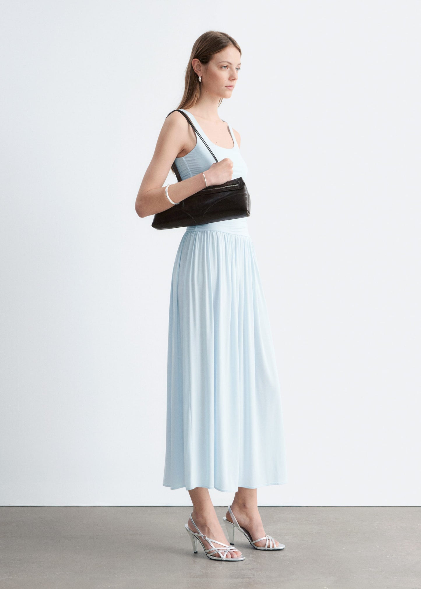 Gathered Jersey Maxi Dress