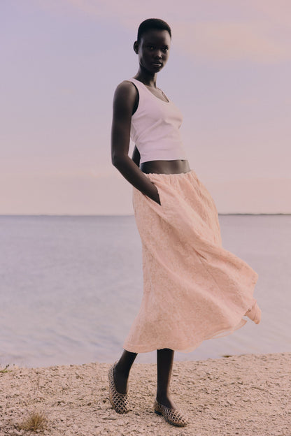 Long jacquard-weave skirt