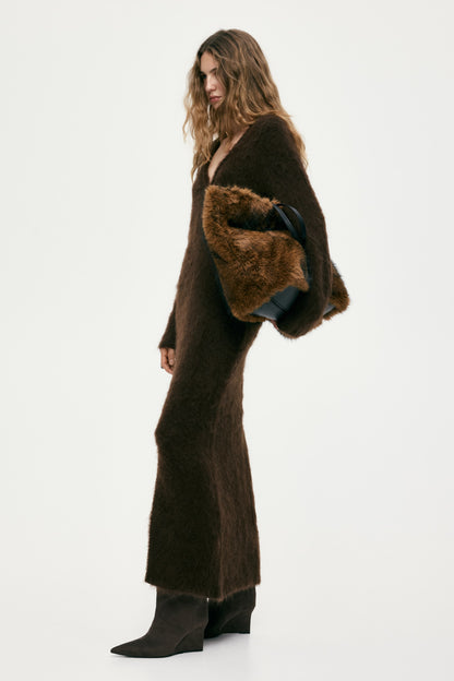 Open-back mohair-blend dress