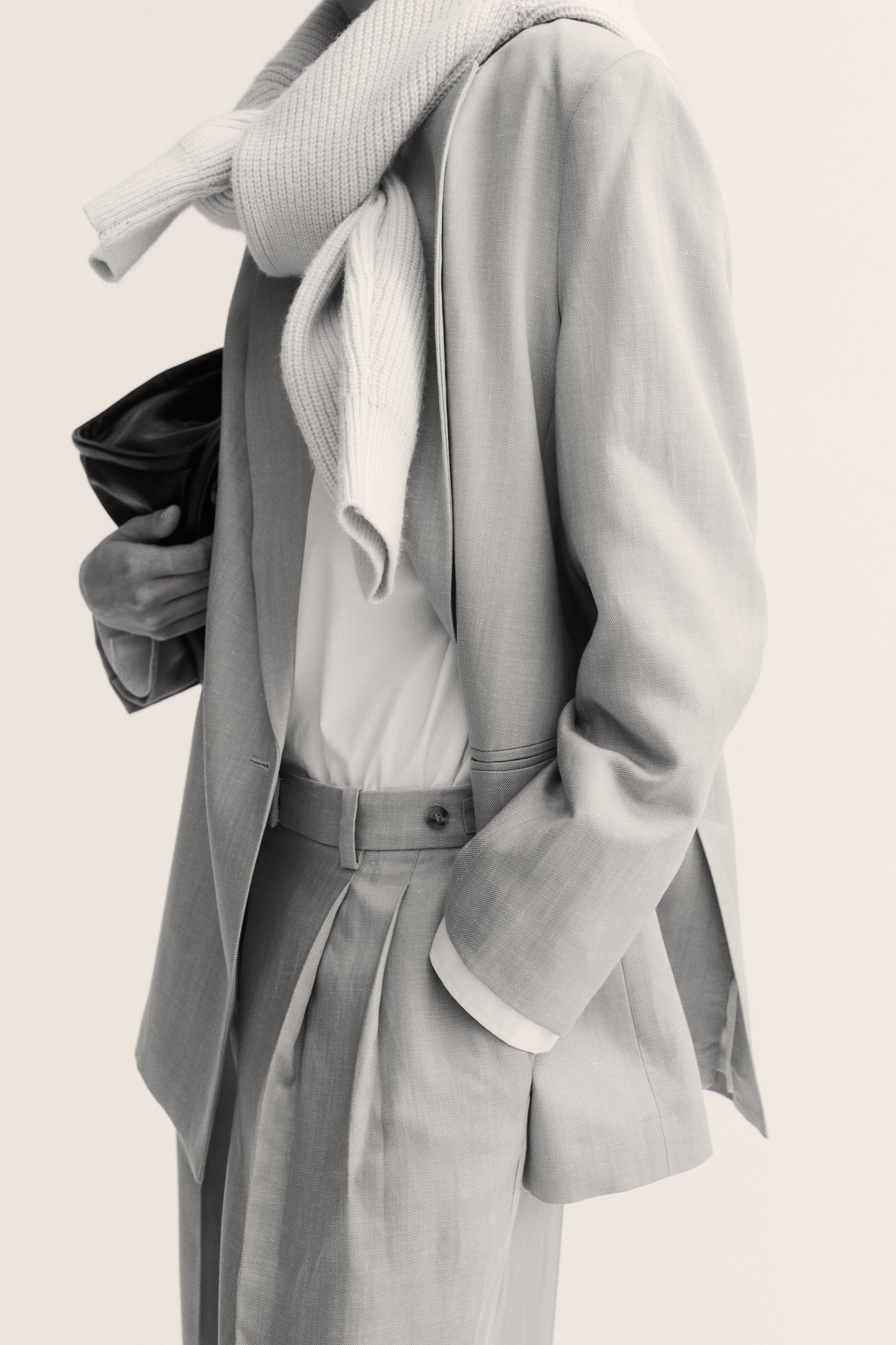 Linen-blend tailored trousers