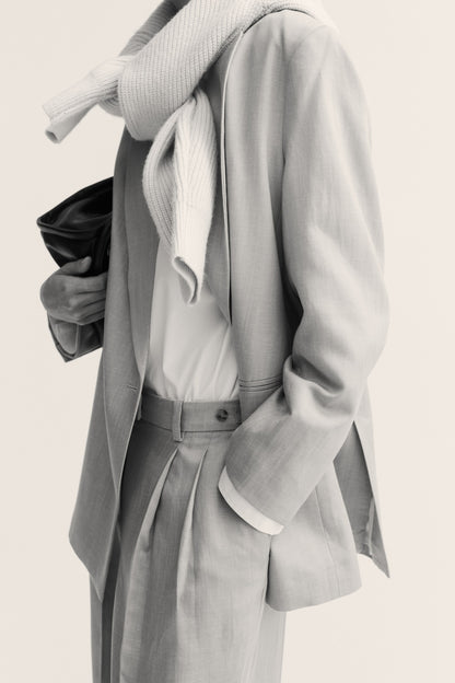 Linen-blend tailored trousers