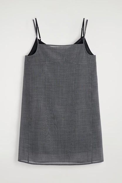 Semi-Sheer Layered Wool Mini Dress