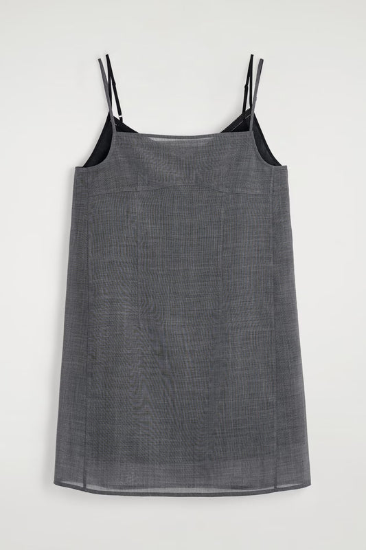 Semi-Sheer Layered Wool Mini Dress