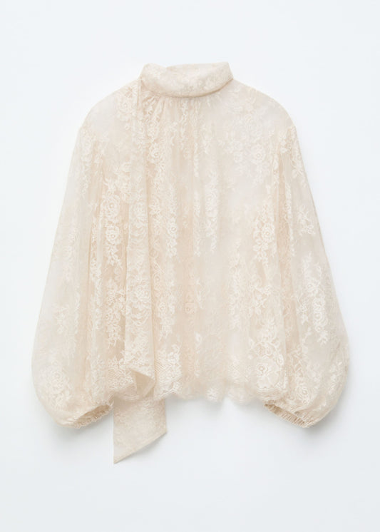 Lace Bow-Ribbon Blouse