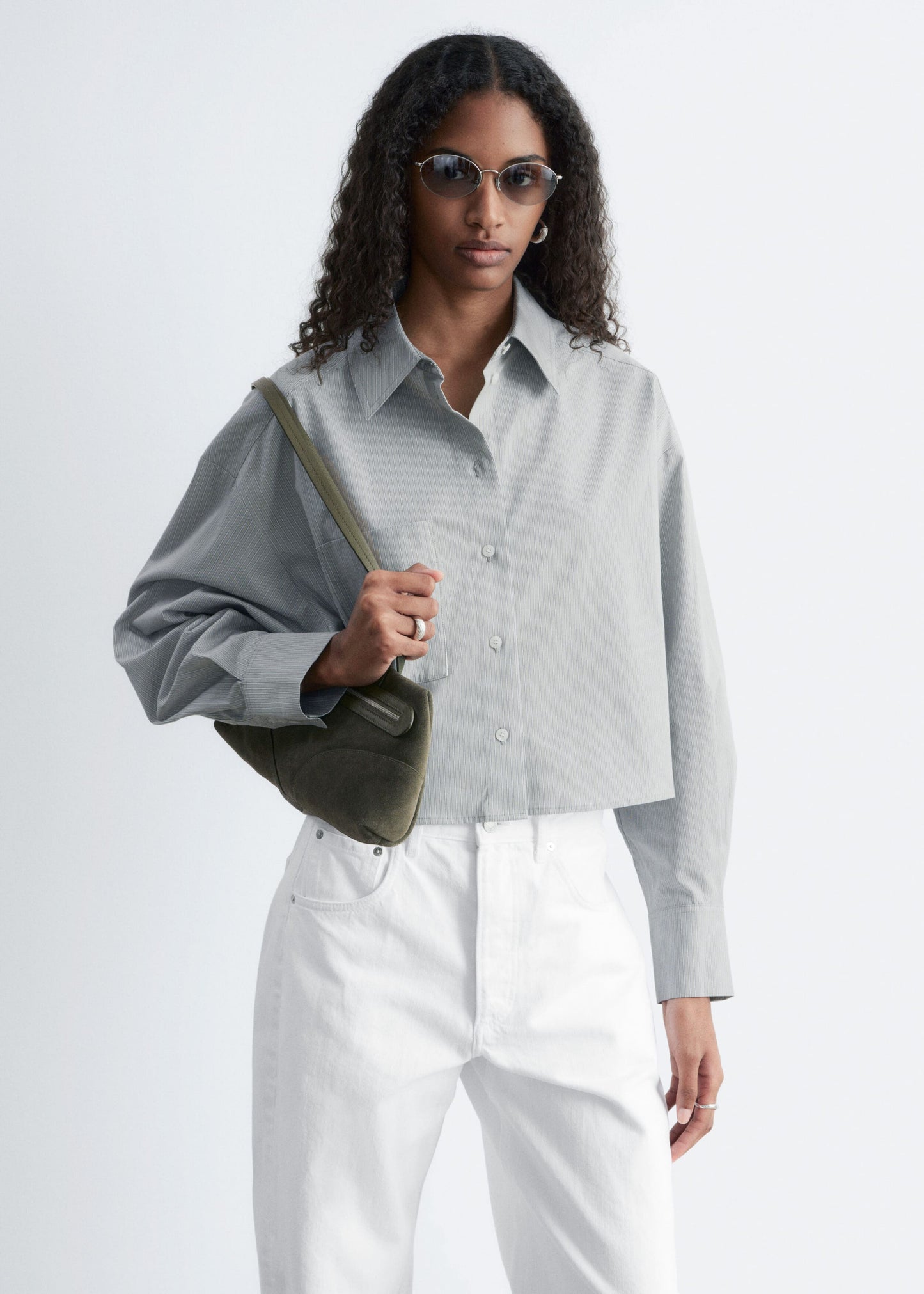 Cropped Oversized Cotton Shirt