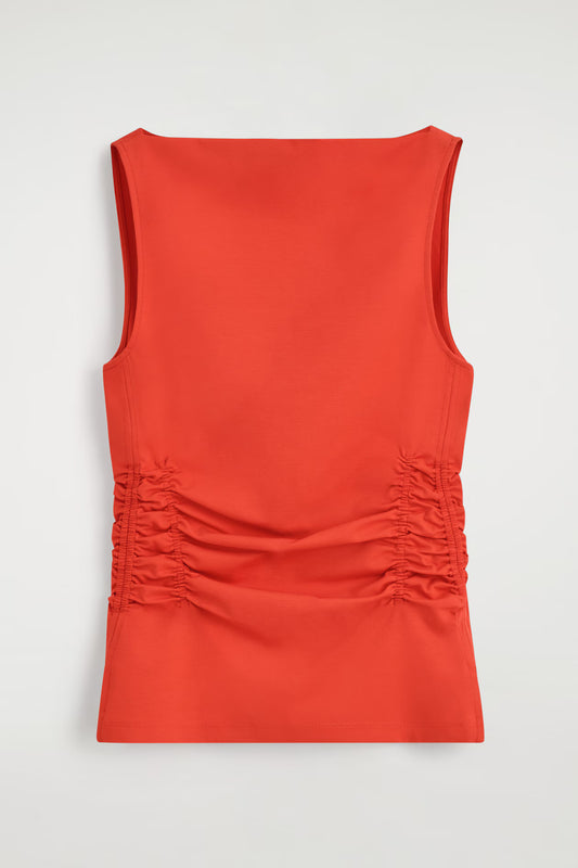 Ruched-waist cotton-jersey tank top