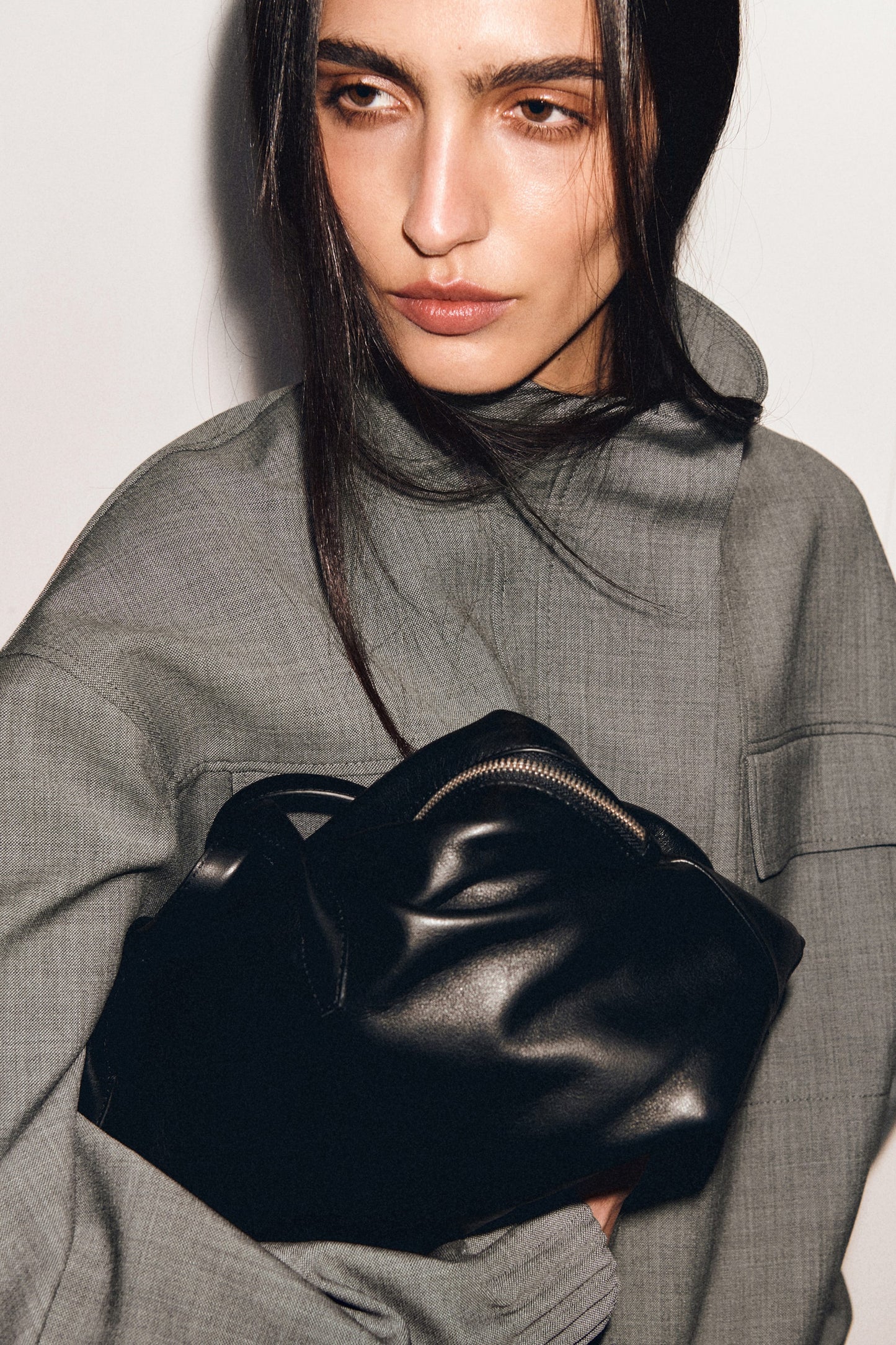 Funnel-Neck Wool-Blend Bomber Jacket