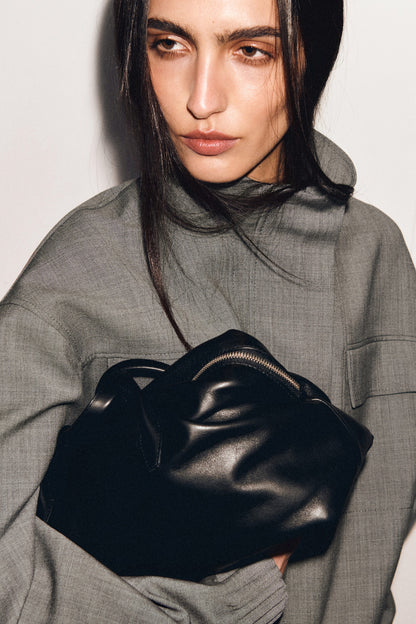 Funnel-Neck Wool-Blend Bomber Jacket