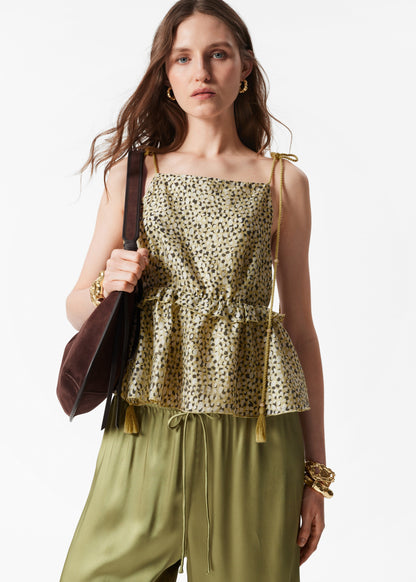 Peplum-Frill Strap Top