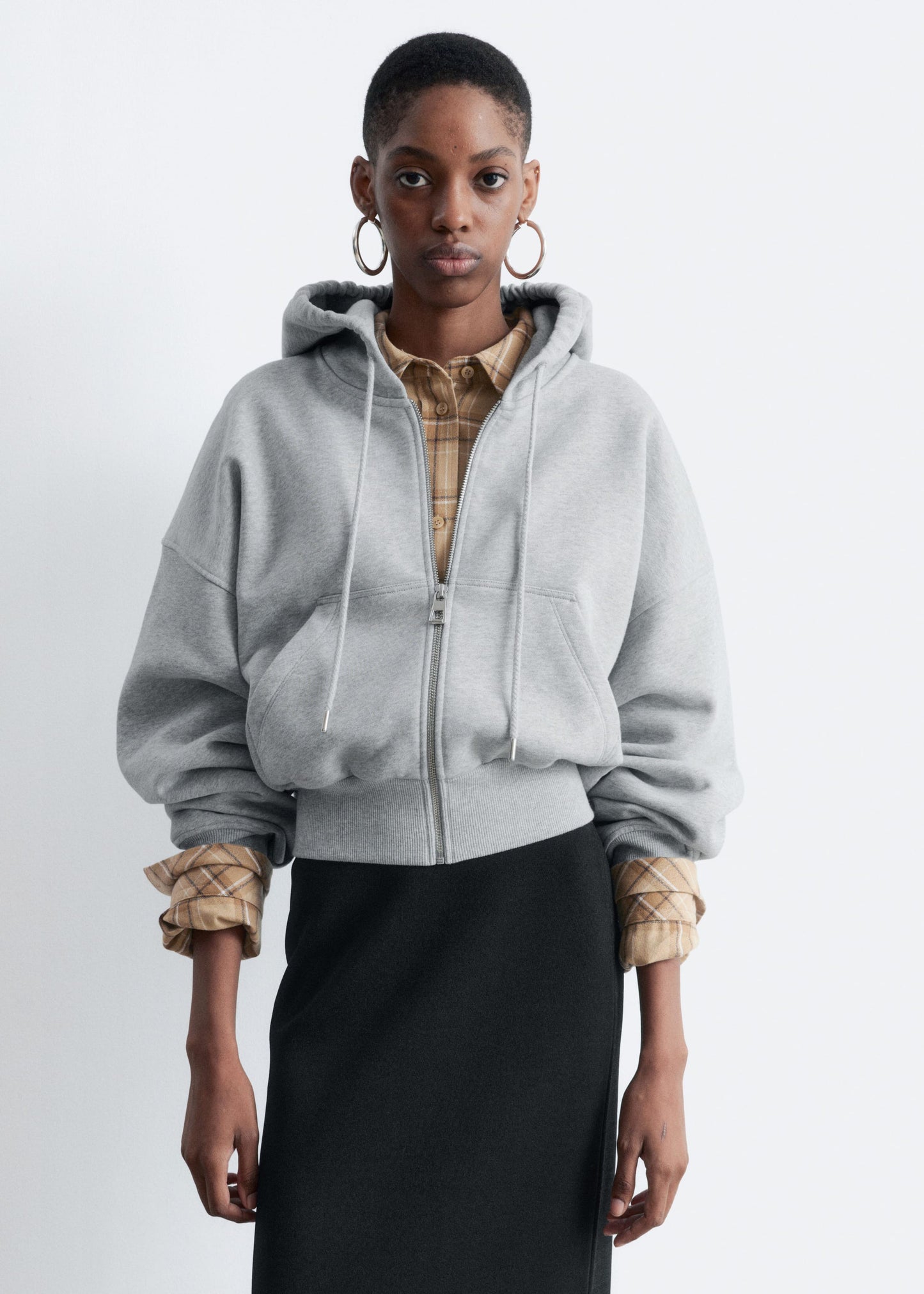 Cropped Zip-Up Hoodie