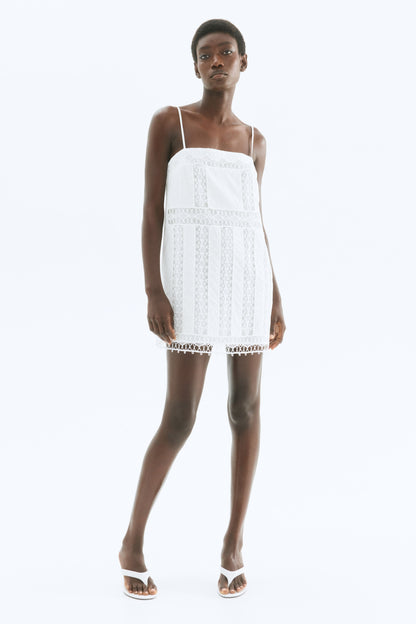 Lace-inset strappy dress