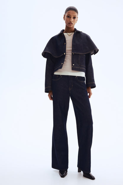 Cape-detail denim jacket