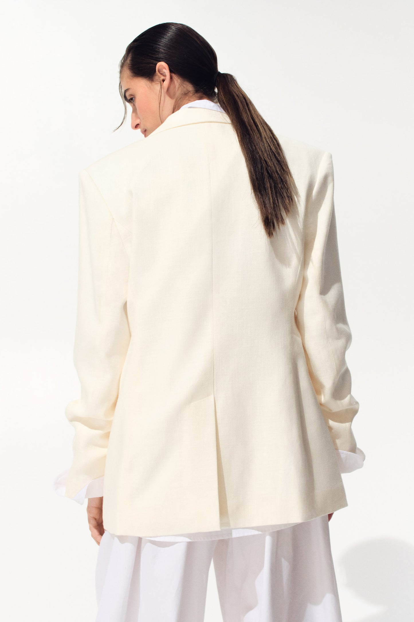 Single-breasted linen-blend blazer
