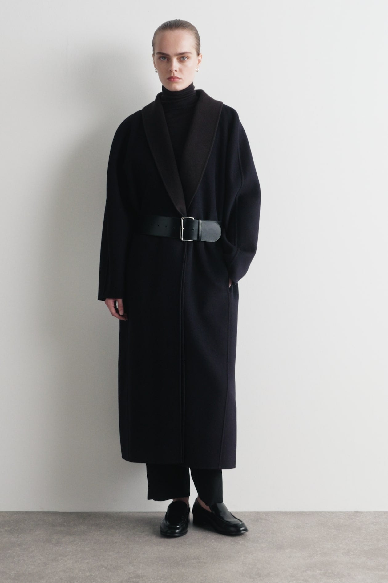 Double-Faced Wool Shawl-Collar Coat