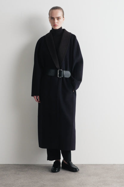 Double-Faced Wool Shawl-Collar Coat