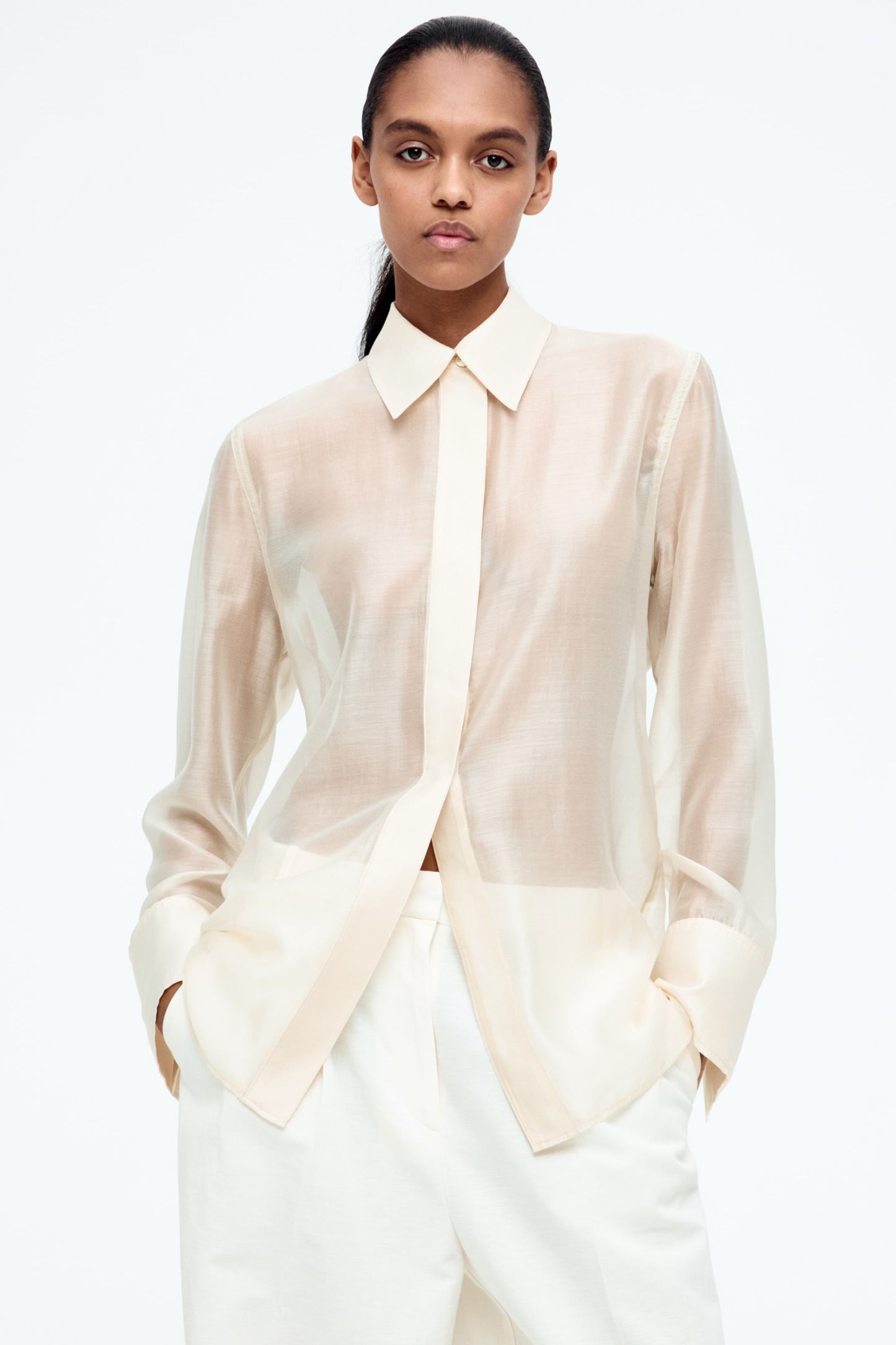 Waisted sheer shirt