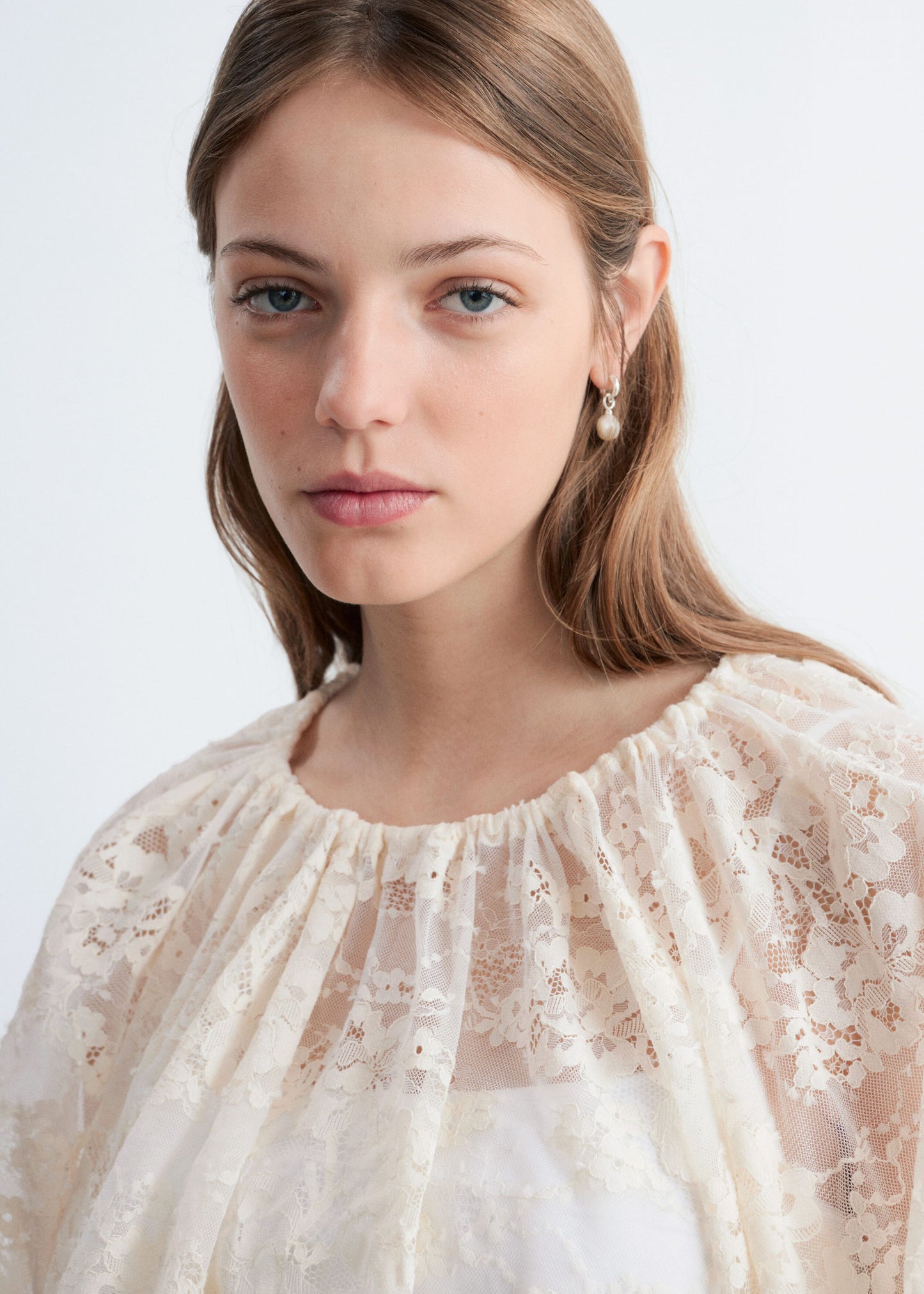 Gathered Lace Blouse - White - Blouses - & Other Stories GB