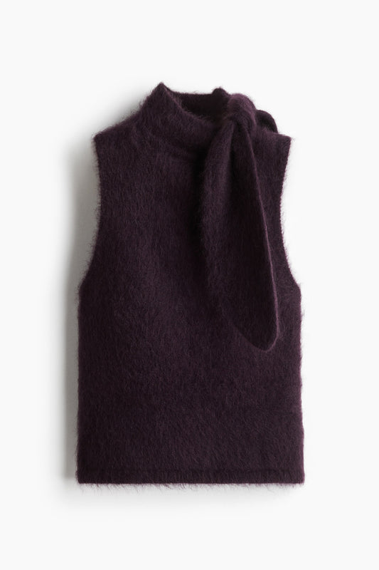 Mohair-blend scarf-collar top
