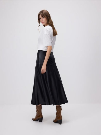 Faux leather midi skirt