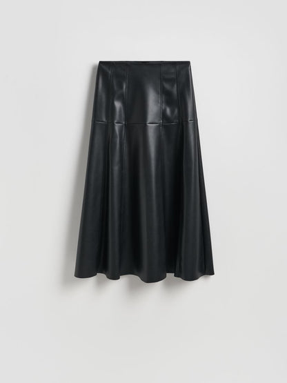 Faux leather midi skirt