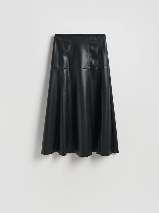 Faux leather midi skirt