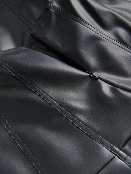 Faux leather midi skirt