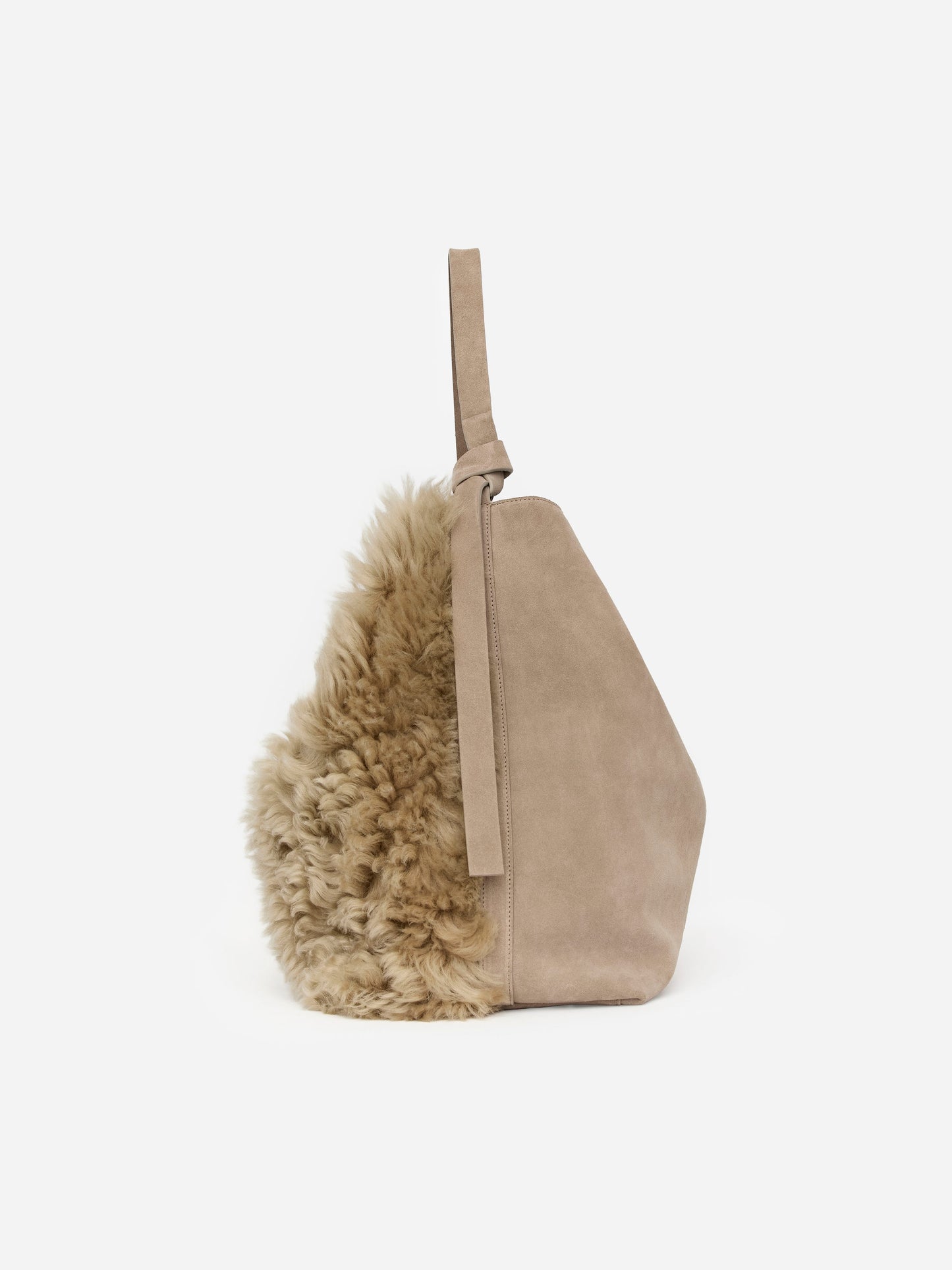 Shearling-Suede Tote Bag