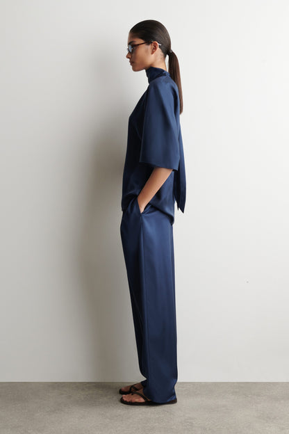 Draped Tie-Detail Silk Top