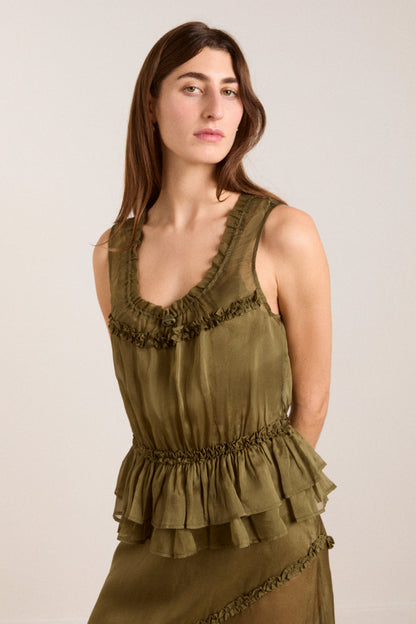 Sasha ruffle slip dress with cami