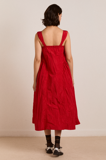 Elina Midi Dress Red Taffeta