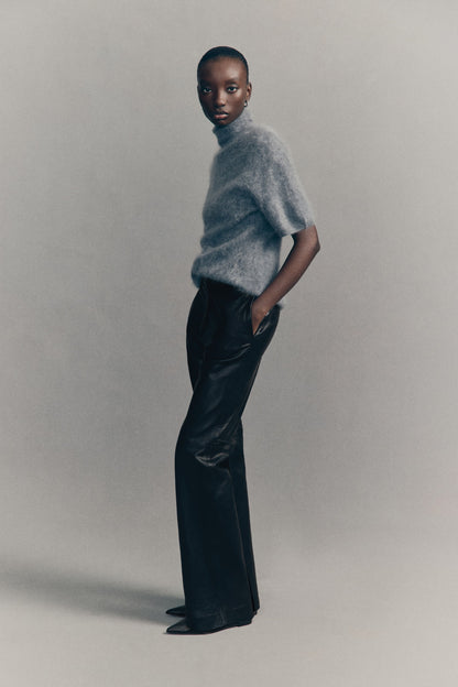 Bootcut leather trousers