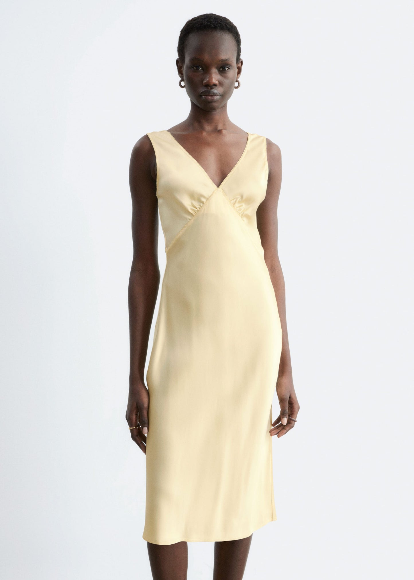 V-Neck Slip Midi Dress