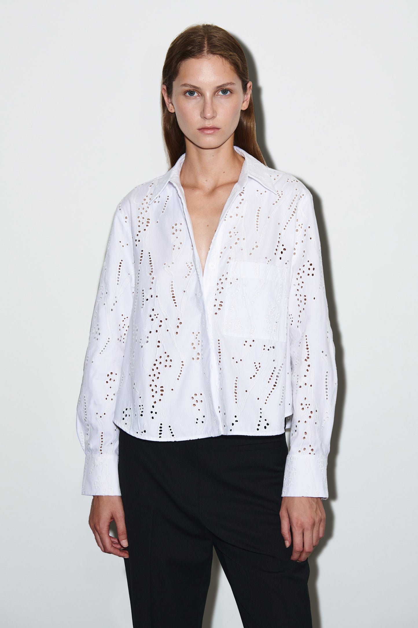 Cropped Broderie Anglaise Shirt