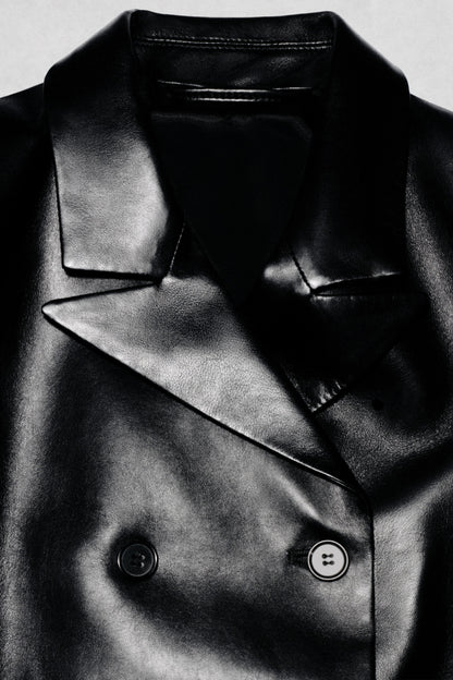 Leather Double-Breasted Blazer