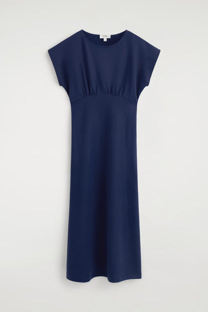 Sculpted Gathered Jersey Midi Dress