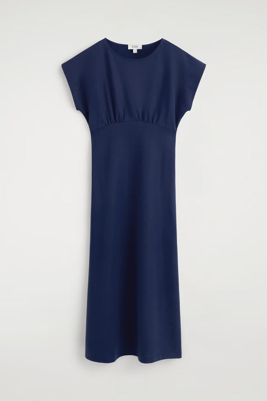 Sculpted Gathered Jersey Midi Dress